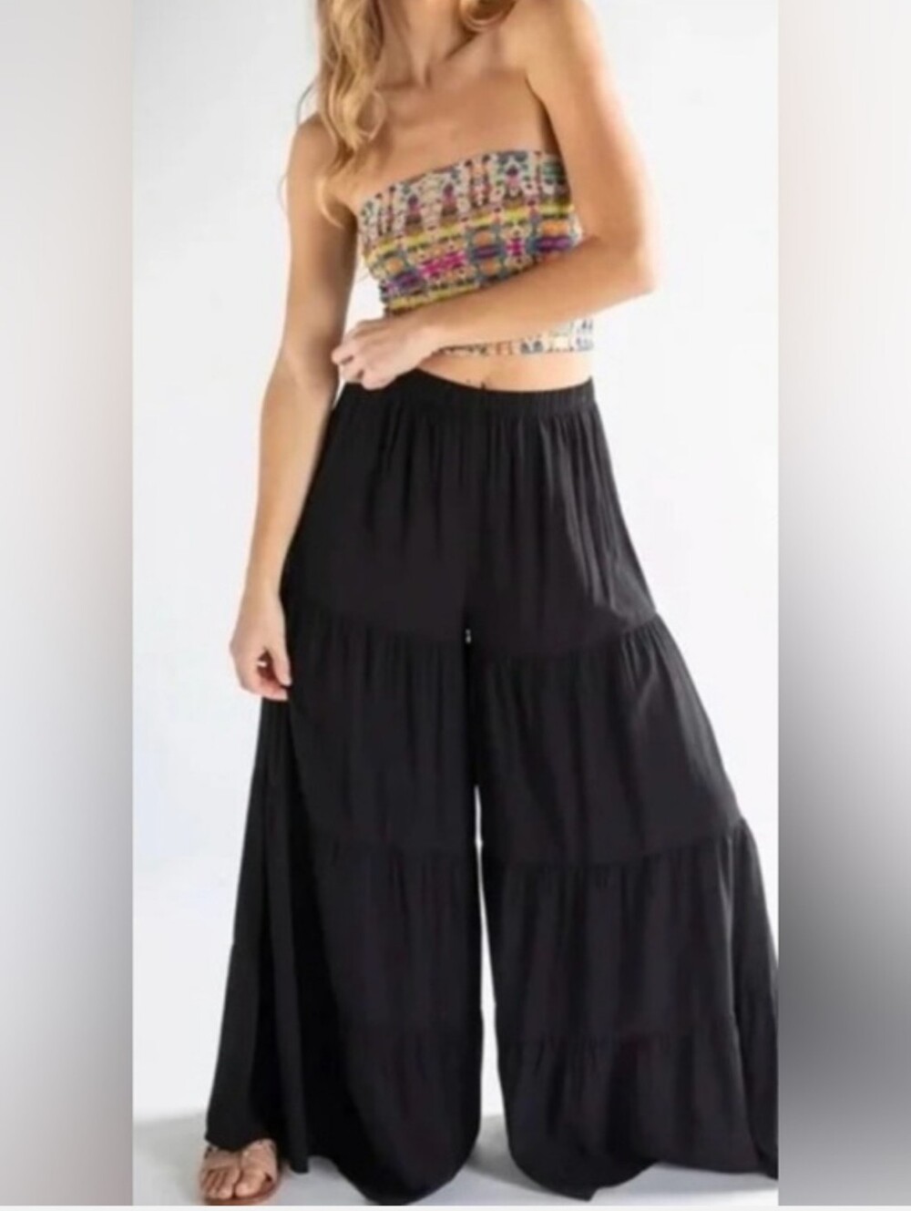 🆕 Women's SIZE Large Black Rayon Patti Palazzo Pants From Natural Life